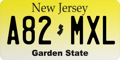 NJ license plate A82MXL