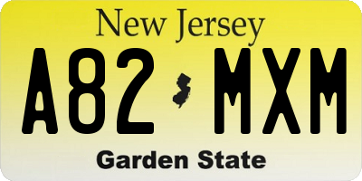 NJ license plate A82MXM