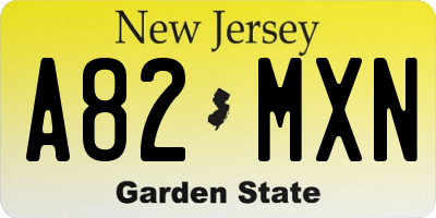 NJ license plate A82MXN