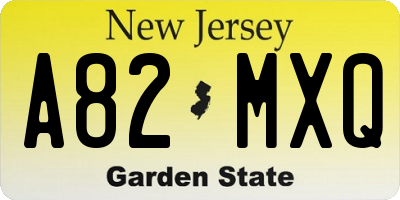 NJ license plate A82MXQ