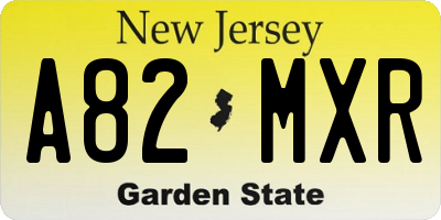 NJ license plate A82MXR