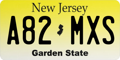NJ license plate A82MXS