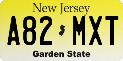 NJ license plate A82MXT