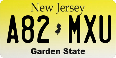 NJ license plate A82MXU