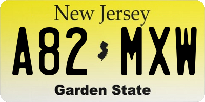 NJ license plate A82MXW