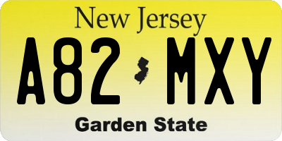 NJ license plate A82MXY