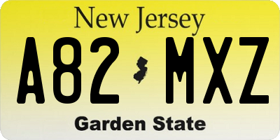 NJ license plate A82MXZ