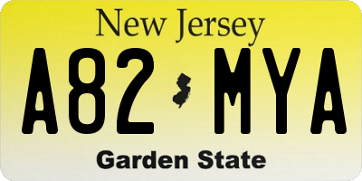 NJ license plate A82MYA