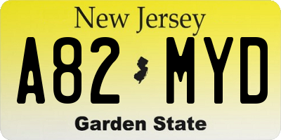 NJ license plate A82MYD