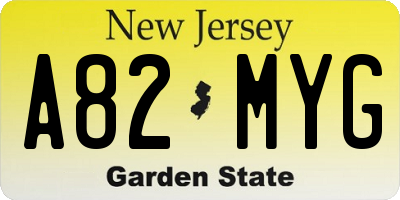 NJ license plate A82MYG