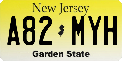 NJ license plate A82MYH
