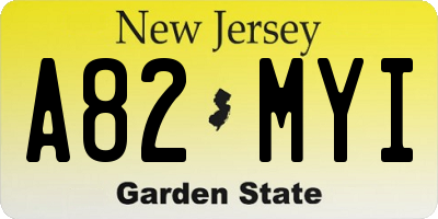 NJ license plate A82MYI