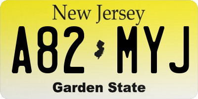 NJ license plate A82MYJ