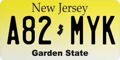 NJ license plate A82MYK