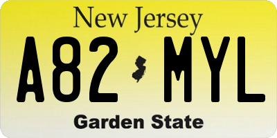 NJ license plate A82MYL