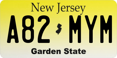 NJ license plate A82MYM