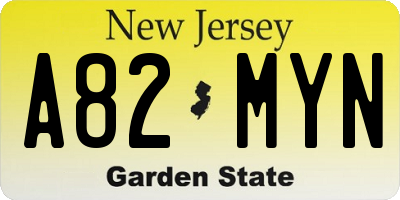 NJ license plate A82MYN