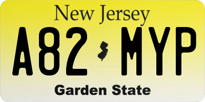 NJ license plate A82MYP
