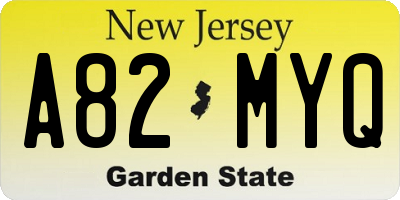 NJ license plate A82MYQ