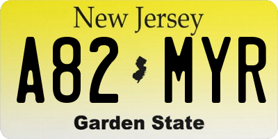 NJ license plate A82MYR