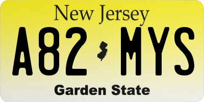 NJ license plate A82MYS