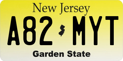 NJ license plate A82MYT