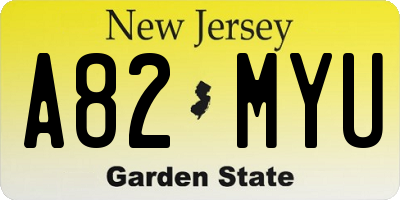 NJ license plate A82MYU