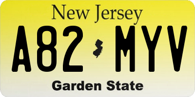 NJ license plate A82MYV