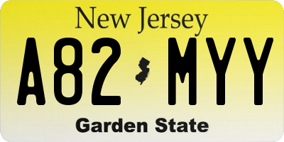 NJ license plate A82MYY