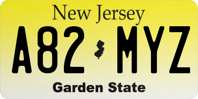 NJ license plate A82MYZ