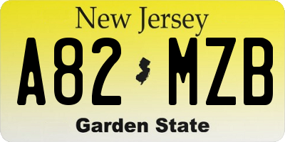 NJ license plate A82MZB