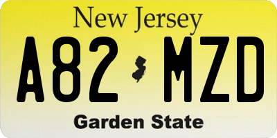 NJ license plate A82MZD