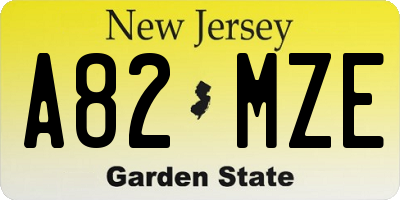 NJ license plate A82MZE