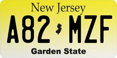 NJ license plate A82MZF