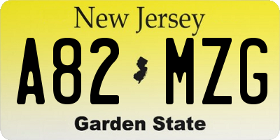 NJ license plate A82MZG