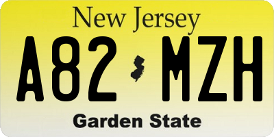 NJ license plate A82MZH