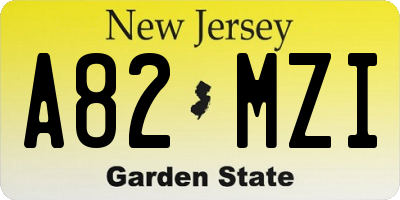 NJ license plate A82MZI