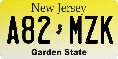 NJ license plate A82MZK