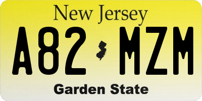 NJ license plate A82MZM