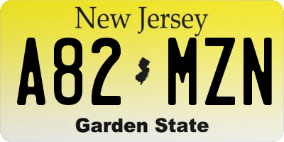 NJ license plate A82MZN