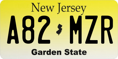 NJ license plate A82MZR