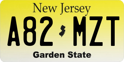 NJ license plate A82MZT
