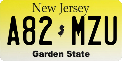 NJ license plate A82MZU