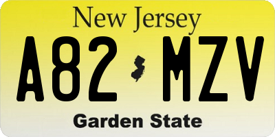 NJ license plate A82MZV