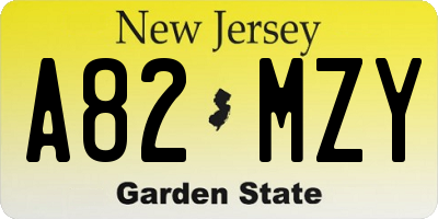 NJ license plate A82MZY