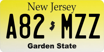 NJ license plate A82MZZ