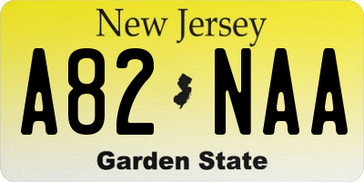 NJ license plate A82NAA