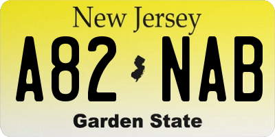 NJ license plate A82NAB