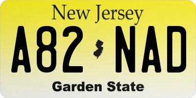 NJ license plate A82NAD