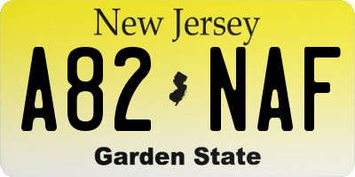 NJ license plate A82NAF
